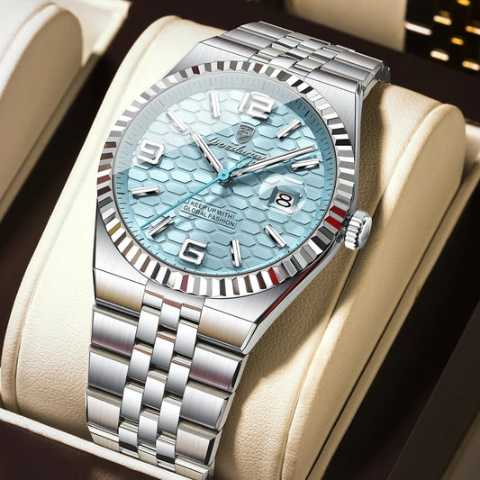 POEDAGAR  Men Clock Waterproof Luminous Date